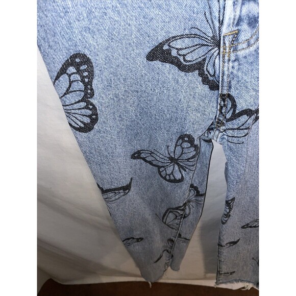 Pacsun Women’s Distressed Hem Jeans Size 28x27 Blue Butterfly Motif Party School - Picture 6 of 12